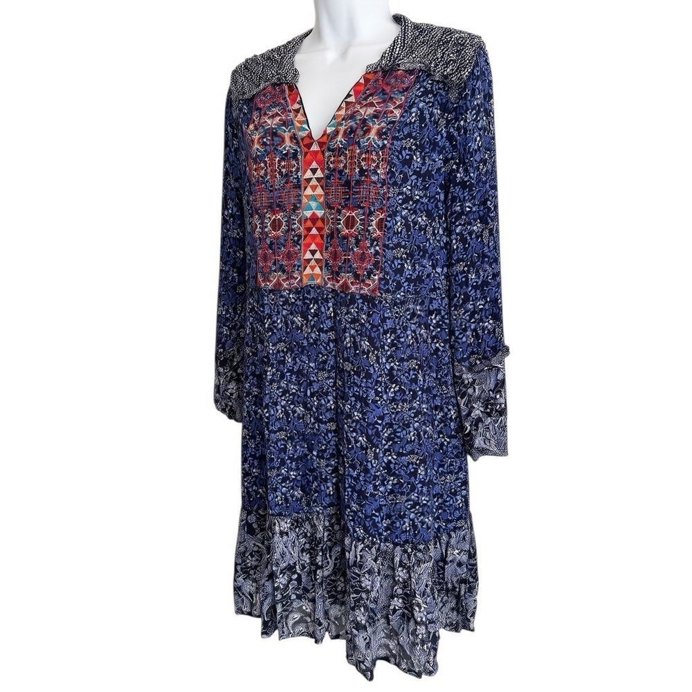 Sundance Tunic Dress M Boho Embroidered India Pockets Peasant Festival Flowy - Picture 3 of 14